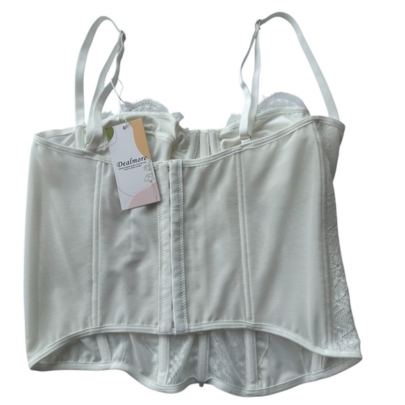 Dealmore White Spaghetti Strap Lace Corset Bustier Top, NWT, Large - Picture 2 of 8